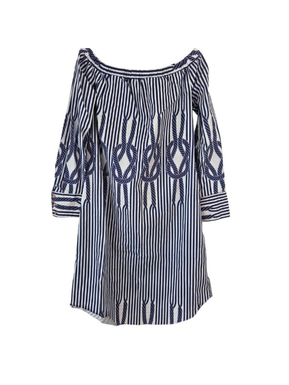 Closet London Blue White Striped Nautical Dress Rope Print Women's 6